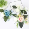 Dekorativa blommor 1 st utsökt similation rose handledsblommor brudgummen Silk Corsage Brosch för bröllopsfestdekoration