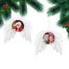 Sublimatie Angel Wing Ornamenten Kerstdecoraties MDF Dubbele zijkant Xmas Tree Hanging Tag Groothandel