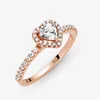 Sparkling Elevated Heart Ring for Pandora 18K Rose Gold Wedding Jewelry designer Rings For Women Grils Heart Crystal diamond Love ring with Original Box Set