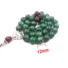 Armband Tasbih Gemstone Zoisite Stone Muslim Halsband med röda sesampärlor Green Tassel 33 Rosary Bead Armband Islamiska tillbehör