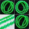 Jade Yowost natürliche grüne lose Perlen Edelstein rund 6 mm 8 mm 10 mm Abstandsstrang zur Herstellung von Armbändern Halskette Schmuckzubehör Dr Dhp07