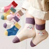 Socks 5 pairs/batch of children's cotton boys girls baby fashion soft cute cartoon warm socks set autumn and winter teenagers 1-12Y children G220524