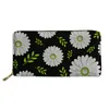 Portefeuilles HYCOOL 3D Blanc Fleur Impression Femmes Bourse Dames Long PU En Cuir Portefeuille Téléphone Titulaire De La Carte Pour La Mode Féminine Fermeture Éclair Pochette