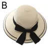 Chapéus largos Brim Ribbon Bowknot Women Straw Hat Top Top Sun feminino elegante Tour da praia de viagens ao ar livre macia e elegante