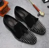 Spiked Rivets Formal Suit Dress Shoes Handmade Cow Suede Leather Thick heel Gentlemen Platform Loafers