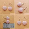 Dangle Chandelier Natural Rose Quartzs Beads Stone Earrings For Women Romantic Heart Shaped Pendant Hanging Earring Fashion Jewelr Dhwks