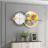 Horloges Murales Fer Art Creative Salon Décoratif Silencieux Balayage Horloge Ronde Anneau Branche Feuille Belle Journée Haute Densité Cadran Plaque