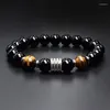 Strand Fashion Simple En Acier Inoxydable Oeil De Tigre Pierre Lumineuse Bracelet Perlé Hommes Cadeau De Vacances Rétro Punk Bijoux Accessoires En Gros