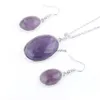 Earrings Necklace Dangle Pendant Fashion Jewelry Set For Women Natural Rose Quartzs Opal Stone Oval Bead Chain 45Cm Bq314 Drop Del Dhwl7