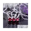 Hänge halsband krona röda kvinnor sterling sier platta halsband mode 925 med kedjor gn614 droppleverans smycken hängen dhvej