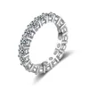 Eternity Promise Ring Anelli in argento sterling 925 Bijou Round 4mm AAAAA Cz Anelli di fidanzamento per fedi nuziali per donna uomo Gioielli regalo