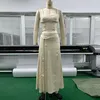 Vestidos de trabalho elegante vestido cetim conjunto mulheres moda colheita sem alças Top de duas peças maxi terno de saia