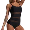 New Black Net Large Size Costumi da bagno Donna Plus Size Costume da bagno intero Push Up per Beach Pool Bather Nuoto Body Costume da bagno AA230524