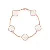 Gold Agate Shell Mother-of-Pearl Fashion Classic Four Leaf Clover Charm Bracelets Bangle Chain 18K for Women&Girl Wedding Mother' Day Jewelry Wom n0sJ#