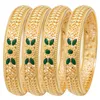Bangle 4st/set 24k Dubai Gold Color Bangles for Women Etiopia Wedding Bangles Armband Africa Saudi Arab Green Jewelry Party Gift