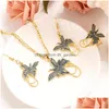 Orecchini Collana Set Oro Colore Png Gioielli Cristallo Uccello Collane Con Pendente Papua Guinea Festa Nuziale Donna Ragazza Dhgarden Dhjxz