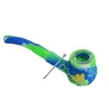 Tubos de silicone coloridos frios Herb Tobacco Tigela porosa Tigela porosa Caixa de armazenamento portátil Nails Tip Bubbler colher palha Pipes de mão fumando tubo de cigarro tubo