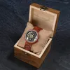 Relógios de pulso Vintage Red Wood Men's Watch Creative Creative Gear