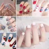 False Nails 24pc/ set 만화 가짜 짧은 줄 프랑스 색상 측면 아트 DIY 레벨 매력 손톱 접착제 z142false