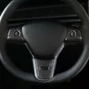 Nouveau 3 pièces en Fiber de carbone modèle voiture volant panneau couverture autocollant garniture décoration pour Tesla modèle 3 y 2021 accessoires modifiés