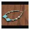 Braccialetti con ciondoli Donna Geometria fatta a mano Tibetano Sier Turchese Gstqb007 Regalo di moda Stile nazionale Donna Uomo Bracciale fai da te Drop De Dhfgm