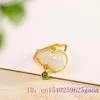 Clusterringen White Jade Gourd Gift Real Luxury Designer Sieraden Accessoires 925 SILVER NATUURLIJKE VROUWEN Verstelbare Ring Gemstone Jadeite