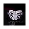 With Side Stones 925 Sier Ring Insets Heart Butterfly Gssr409 Factory Direct Sale Brand Fashion Sterling Plated Finger Drop Delivery Dhxf1