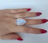 Cluster Ringe 925 Sterling Silber Weibliche Großer Ring Finger Mondstein Ausgezeichneter Eleganter Weißer Kreis Für Frau Mädchen Punk Schmuck
