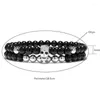 Strand DIEZI One Sets 6mm Black Energy Yoga Skull Charm Bracciale per uomo Donna Pietre naturali Buddista Perline Bracciali Gioielli