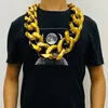 Colares Hip Hop Acrílico Grosso Colar de Ouro Masculino 18K Corrente de Ouro Moda Halloween Todos os Novos Acessórios de Jóias de Carnaval Plástico Grande Li