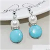 Earrings Necklace Womens Double Layer Round Tibetan Sier Turquoise Set Gstqs044 Fashion Gift National Style Women Diy Jewelry Sets Dh0K7