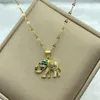 Pendentif Colliers Vert Zircon Animal Collier En Acier Inoxydable Pour Les Femmes Bijoux En Mignon Petit Éléphant Accessoires