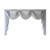 Curtain Black Linen Jacquard Floral Valance Tier Head For Livingroom Beaded Lace Swag Burgundy Window Panel Drapery Decor