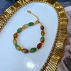 Necklace Earrings Set Ancient Ways Of Gold Plating Marking Brief Paragraph Color Agate Beads Bracelet With Silver