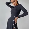 Casual Kleider Hohe Qualität Gestrickte Taste Seite Schlitz Sexy Kleid Für Frauen Bodycon Pullover Lange Hülse O-ansatz Taille Frühling Herbst