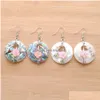 Dangle Chandelier Hook Earrings For Women Girl Christmas Gifts Round Oval Hollow Natural Abalone Shell Bead Pendant Flower Br354 D Dh0Dl