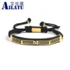 Braccialetti Ailatu Nuovo lusso Moda Uomo Gioielli Micro Pave Nero Cz Piramide Doppio tubo lungo Orologio protettore Braccialetti Macrame Corda