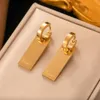 Klassieke Retro -stijl vlinder Email Bladeren Charm Earring Designers 18K Gold vergulde roestvrijstalen oorbellen sieraden