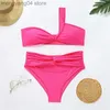 Women's Swimwear Sexy Bandage High Waist Bikini 2023 One Shoulder Women Swimsuit African Swimwear Bikini Set Black Neon Green Orange Bathing Suit T230524