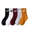 Socks 5 pairs/batch autumn high elasticity simple children's Korean cotton strip solid color letter boys and girls socks 1-12 Y G220524