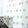 Rideau blanc géométrique voilages pour salon chambre Style chinois Tulle fenêtre panneau personnalisé cuisine drapé