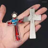 Naszyjniki wiszące DIYALO 5PCS Shepherd Jezus Charms Chrześcijański wielki szkliwo krzyżowe wisiorki do wykonania biżuterii akcesoria biżuterii