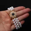 Bangles Luxury White Real Natural MultiLayer Round Pearl Bracelet Women Trendy 3 Rows Bracelet Jewelry Engagement Gift