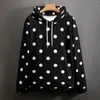 Herrtröjor vintage 80 -tal svart vit casual klassiska polka prickar moderna grafiska tröjor vinter långärmad lös överdimensionerad hoodie