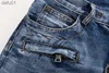 Mäns jeans mode män utrikeshandel ljus blå svarta jeans byxor motorcykel cyklist män tvätt för att göra de gamla vikarna män byxor avslappnad bana denim l230520