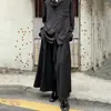 سراويل الرجال على الطراز الياباني على غرار culottes رجال الموضة الرجعية الظلام الأسود فضفاضة أزياء الشارع الشارع عريض الساق بانتلون