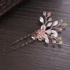 Fermagli per capelli con strass Spille per fiori Colore argento/oro rosa Accessori per gioielli da sposa Ornamento per la testa in stile foglia per la sposa