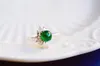 Clusterringen JHY317 Emerald Ring Pure 18k gouden sieraden Nature Green 5.84mm edelsteen diamant vrouwelijk voor vrouwen fijn