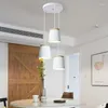 Hängslampor kreativa led att modern vit hängande trä bar metallupphängning taklampa för matsal droppljus
