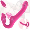 Vibrateurs Vibromasseur Femme Bandoulière sur Faux Pénis pour Femme Mari et Femme Lesbienne Anoclitoral Sucer Masturbation Adulte Jeu Couple Sex Toys 230524